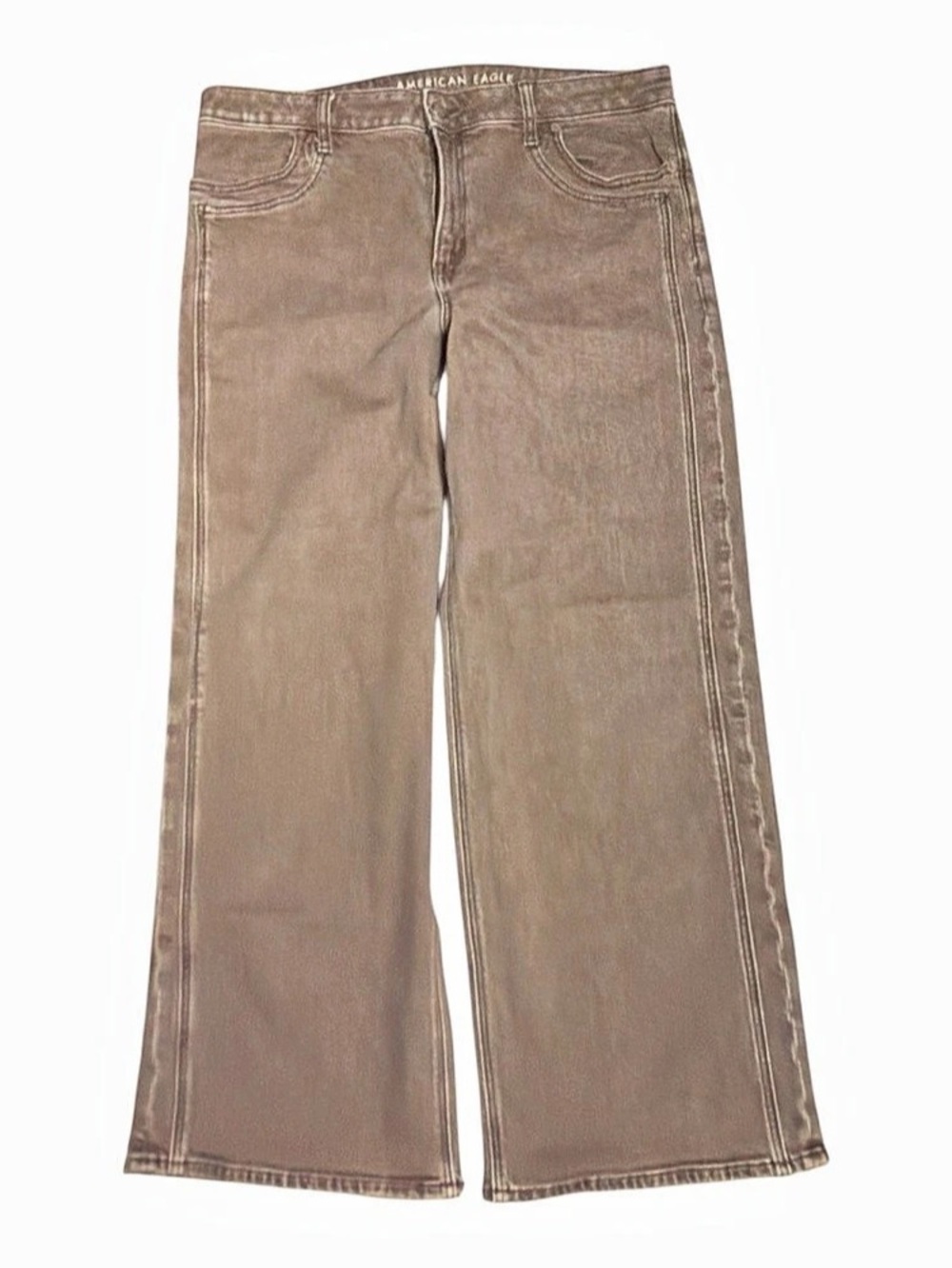 90s Grunge American Eagle Stovepipe Jeans 14 Brown High Rise Straight Leg